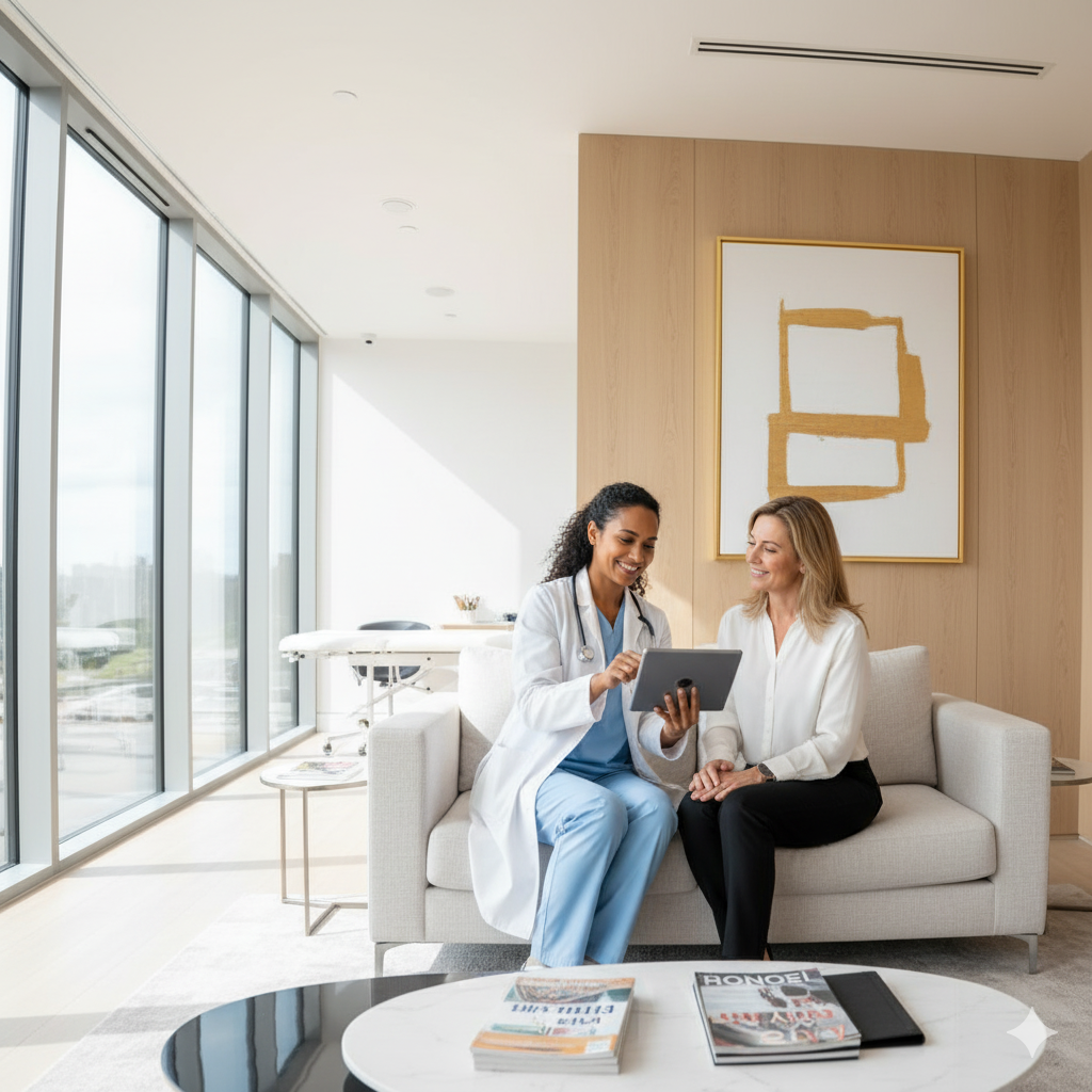 Patient en consultation avec un médecin